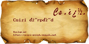 Csizi Árpád névjegykártya